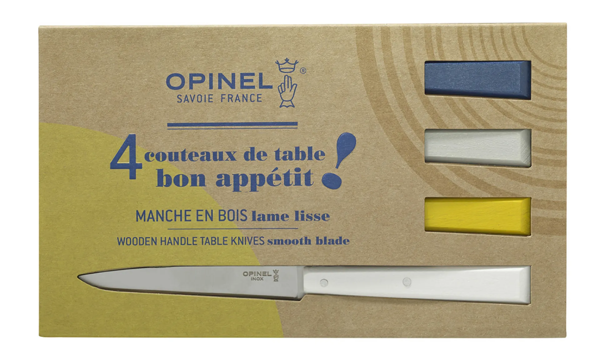 Hot Opinel Coffret de 4 couteaux de table N°125 Bon Appétit Céleste