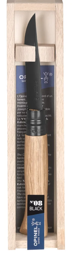 Opinel Couteau lame noire, N°08 Chêne Black